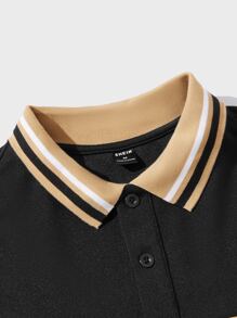 Manfinity Men Striped Trim Colourblock Polo Shirt - Multicolor - View 3