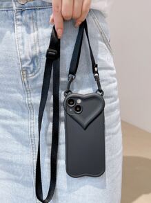 Vỏ điện thoại trơn có dây buộc - màu đen - Xem 1