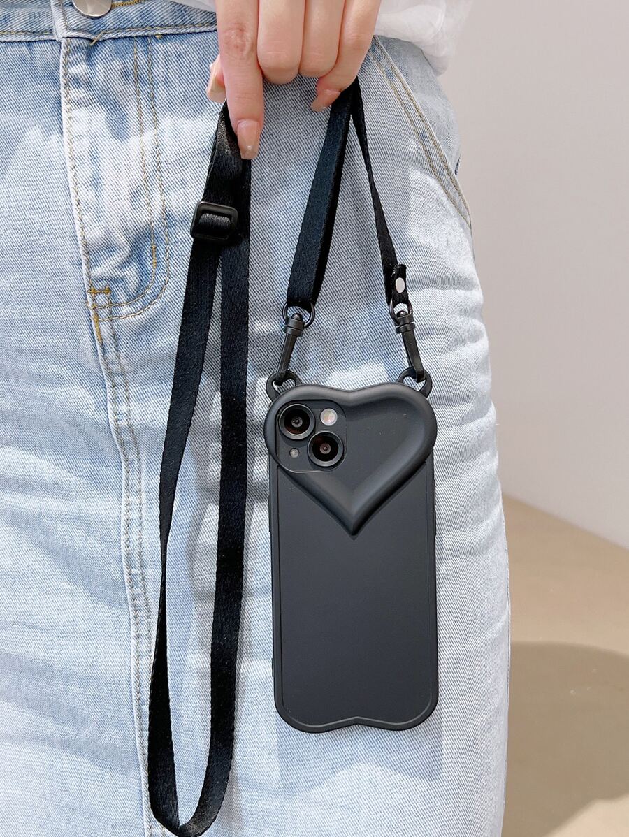 Vỏ điện thoại trơn có dây buộc - màu đen - Xem 1