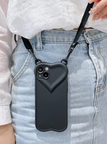 Vỏ điện thoại trơn có dây buộc - màu đen - Xem 2