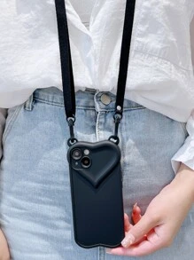 Vỏ điện thoại trơn có dây buộc - màu đen - Xem 4