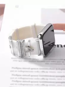 4pcs Letter Graphic Watchband Decorative Ring Loop - Silver - View 2