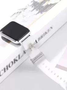 4pcs Letter Graphic Watchband Decorative Ring Loop - Silver - View 3