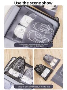 5pcs Portable Shoes Bag, Dustproof Storage Bag, Travel Storage Bag - Black - View 4