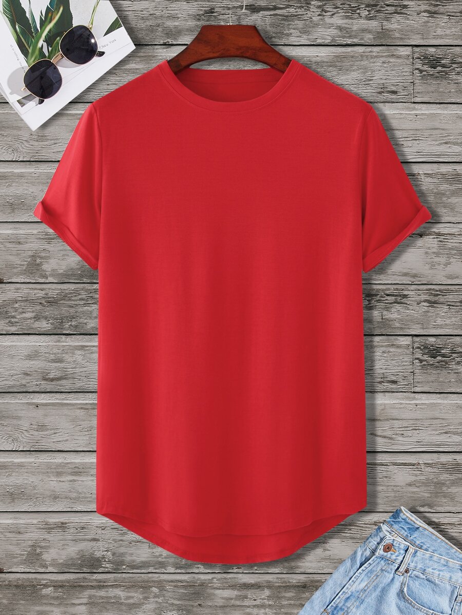 Manfinity Homme Tops Nam màu trơn Giải trí - Đỏ - Xem 1