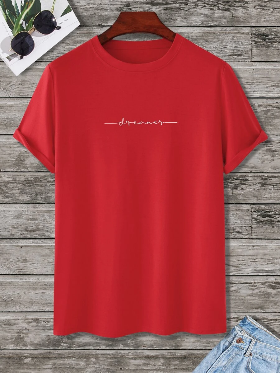 Manfinity Homme Men Letter Graphic Tee - Red - View 1