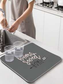 1pc Letter Graphic Sấy khô - Xám - Xem 1