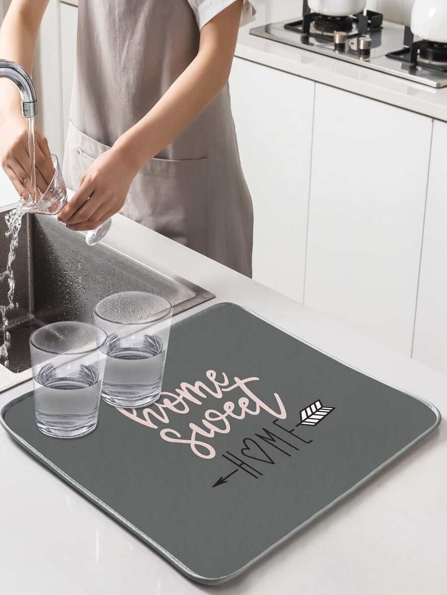 1pc Letter Graphic Sấy khô - Xám - Xem 1