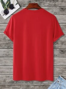 Manfinity Homme Men Letter Graphic Tee - Red - View 2