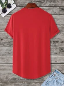 Manfinity Homme Tops Nam màu trơn Giải trí - Đỏ - Xem 2