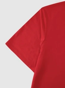 Manfinity Homme Men Letter Graphic Tee - Red - View 3