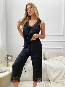 Bộ PJ Phối Ren / Bộ Pyjama - màu đen - Xem 3