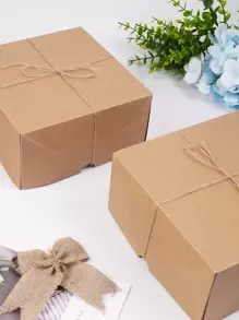 2入組素色禮物盒和1卷麻繩 - 卡其色 - 查看 1