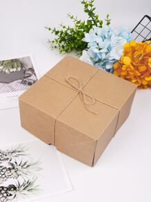 2入組素色禮物盒和1卷麻繩 - 卡其色 - 查看 3