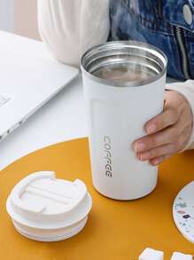 1 pieza Taza de café con diseño gráfico de letra "Volver a la escuela" - Blanco - Ver 1