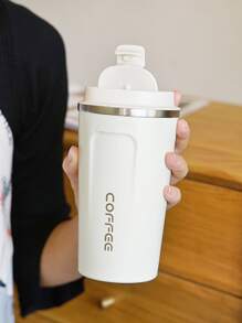 1 pieza Taza de café con diseño gráfico de letra "Volver a la escuela" - Blanco - Ver 2