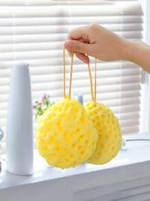 1pc Plain Bath Loofah, Simple Yellow Shower Loofah For Bathroom - Yellow - View 1