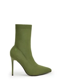 Slip-On Stretch Boots Collection-Stiletto - Army Green - View 6