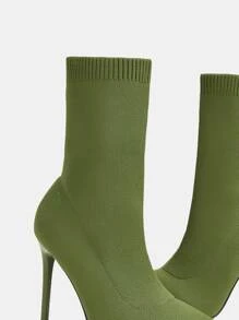 Slip-On Stretch Boots Collection-Stiletto - Army Green - View 5