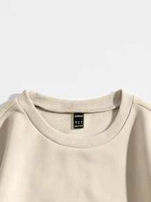 SHEIN Unity Letter Graphic Thermal Lined Sweatshirt - Khaki - View 3