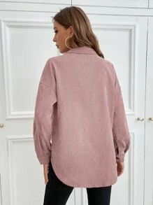 SHEIN LUNE 1入組素色前排扣襯衫 - 藕粉色 - 查看 2