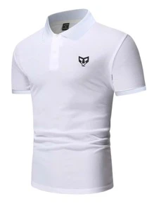 Manfinity Homme Men Graphic Print Polo Shirt - White - View 7