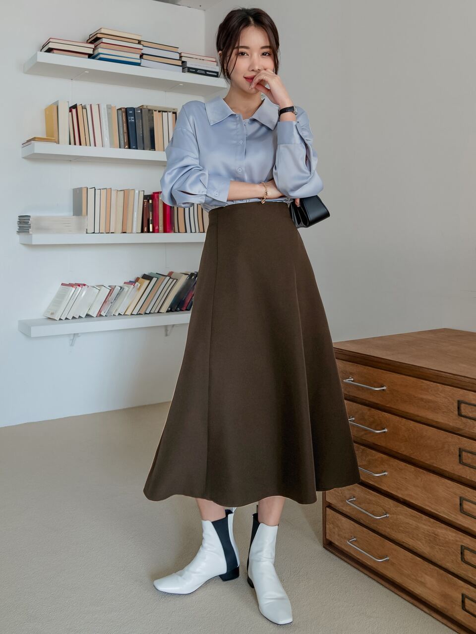 High Waist Flare Hem Skirt