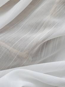 1pc Lightweight Striped Tulle Curtain, Minimalist Style - White - View 3