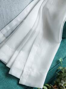 1pc Lightweight Striped Tulle Curtain, Minimalist Style - White - View 8