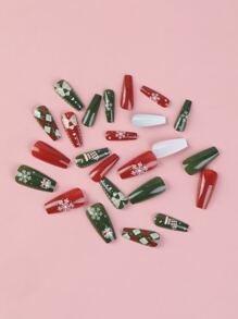 24Pcs Long Coffin Fake Nail & 1Pc Nail File & 1Sheet Tape Press On Nails Nail Supplies Nails - Multicolor - View 8