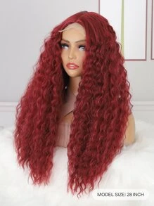 4*1蕾絲正面長款卷人造假髮 - 紅色 - 查看 2