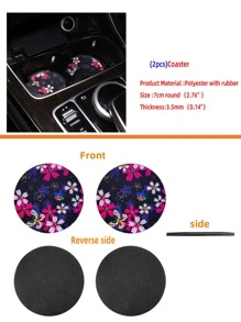7pcs Floral Print Car Steering Wheel Cover Set - Multicolor - View 6