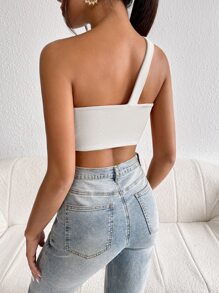 SHEIN BAE Women Fashionable White Only Shoulder Knitting Top