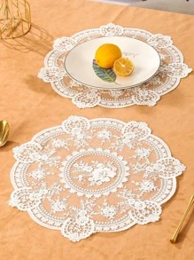 1 件/2 件全新网状蕾丝刺绣镂空餐垫 - 米色 - 查看 13