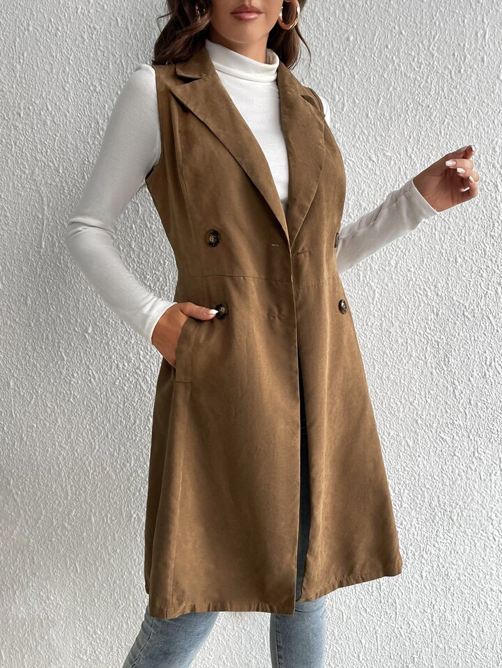 SHEIN Tall ラペルカラー ダブルブレスト ベスト フェイク