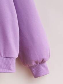 SHEIN Girls Panda Print Drop Shoulder Sweatshirt - Lilac Purple - View 3