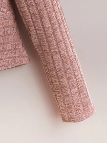 SHEIN Girls Ribbed Knit Twist Hem Tee - Dusty Pink - View 4