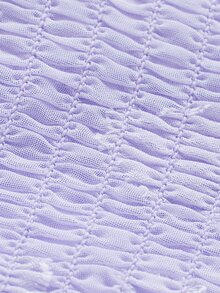 SHEIN VCAY Top corto floral jacquard de manga con volante con cordón delantero & Falda fruncido - Lila Púrpura - Ver 4