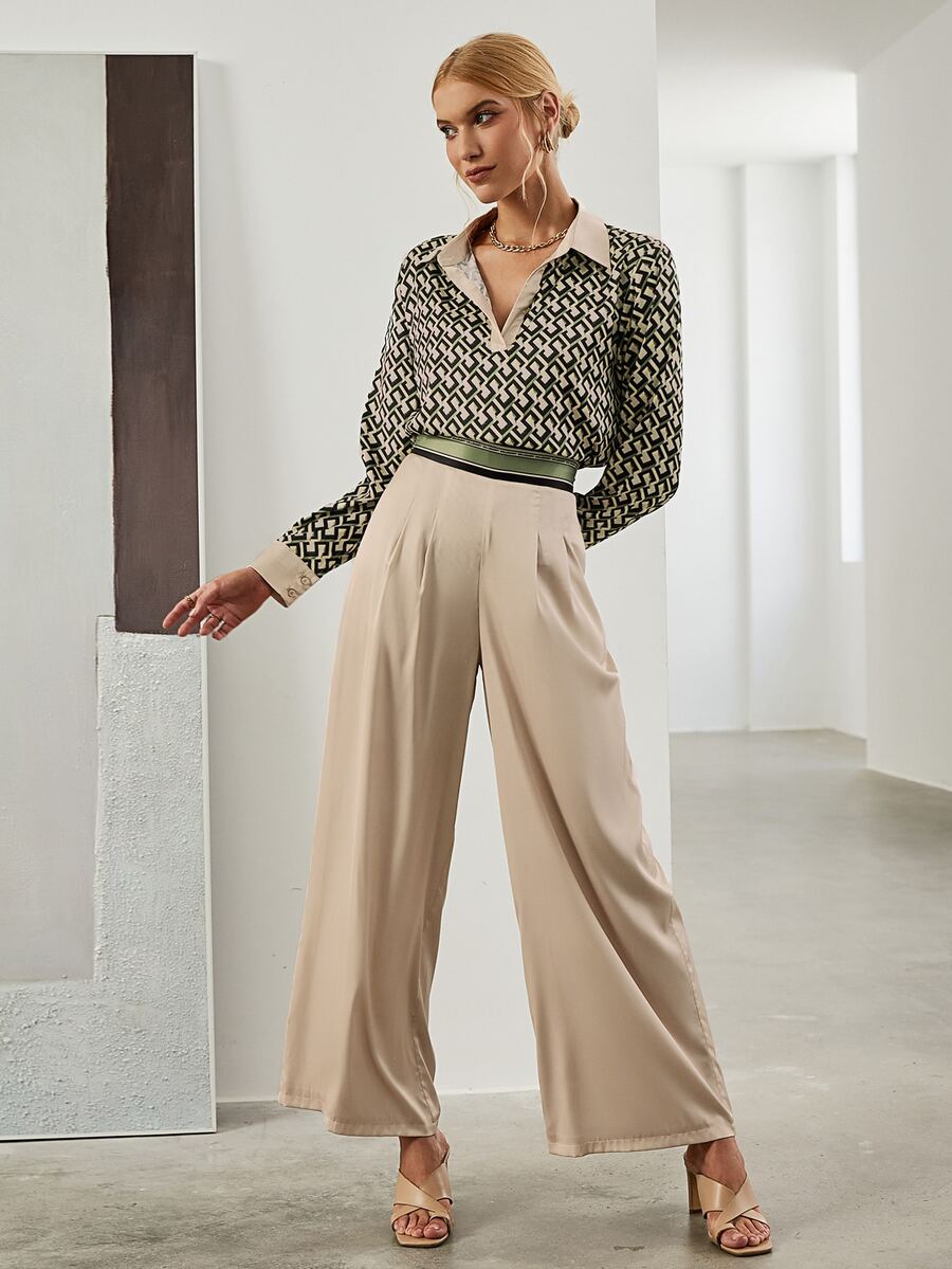 Sollinarry 滿版印花襯衫和闊腿褲 - 彩色 - 查看 1