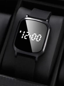 SHAARMS LED Display Square Electronic Watch - Black - View 1