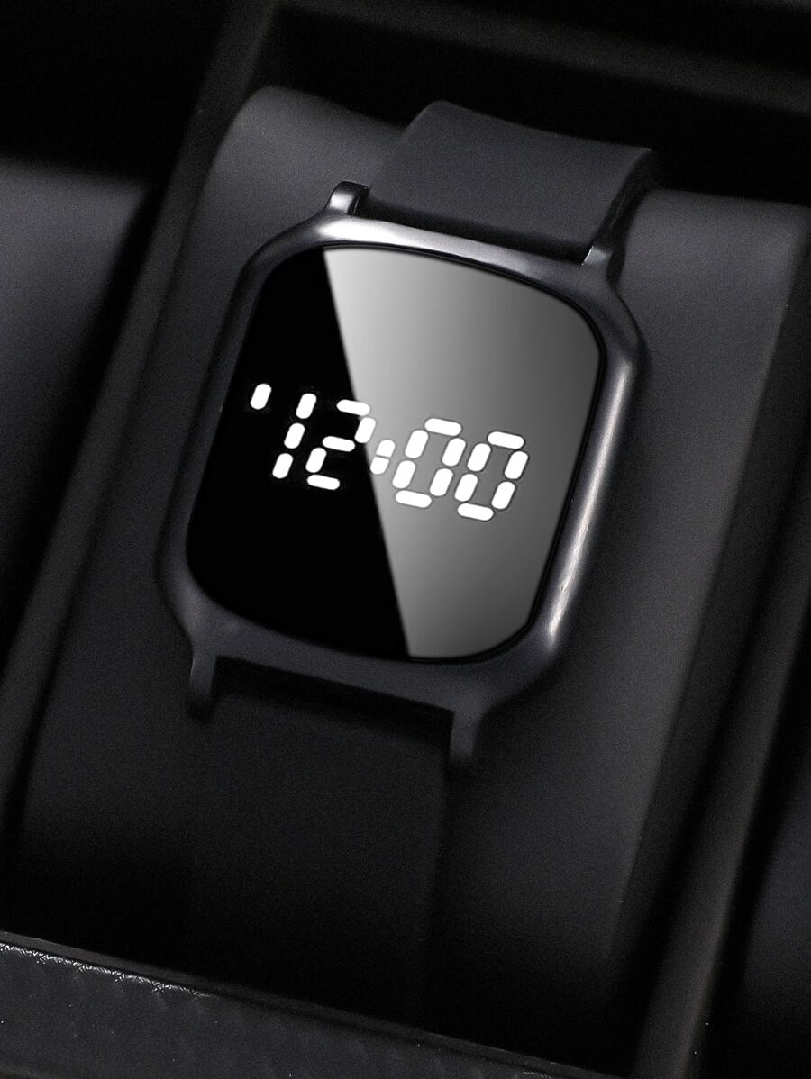 SHAARMS LED Display Square Electronic Watch - Black - View 1