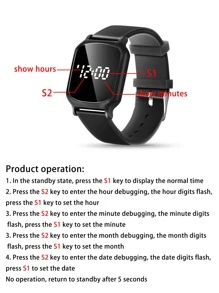 SHAARMS LED Display Square Electronic Watch - Black - View 3