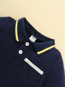 男嬰拼接邊POLO衫和短褲