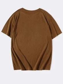 Manfinity Tops Nam Con số Slogan Đường phố - Cà phê nâu - Xem 2