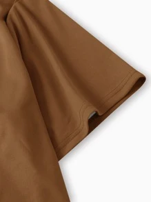 Manfinity Tops Nam Con số Slogan Đường phố - Cà phê nâu - Xem 3