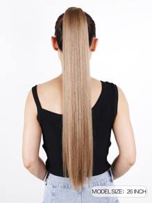 直長馬尾接髮 26英寸環繞式合成馬尾髮片馬尾接髮假髮女女孩 - Light Brown - 查看 2