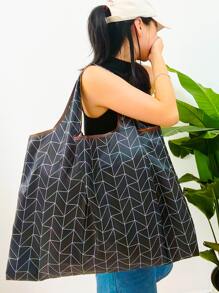 Saco de compras Impressão geométrica Grande capacidade - Preto e Branco - Visão 1
