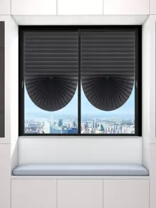 1 pieza Cortina plisada autoadhesiva, cortina opaca para privacidad en el dormitorio, fácil instalación sin necesidad de perforar, bloqueo de sol - Negro - Ver 1