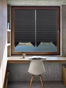 1 pieza Cortina plisada autoadhesiva, cortina opaca para privacidad en el dormitorio, fácil instalación sin necesidad de perforar, bloqueo de sol - Negro - Ver 2