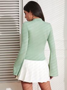 SHEIN Essnce Áo thun nữ màu trơn Giải trí - Màu xanh Bạc hà - Xem 2